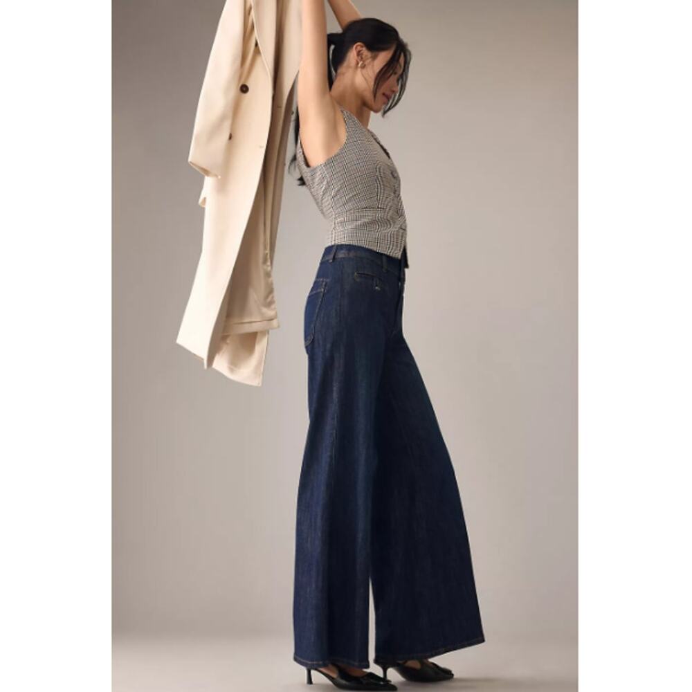 Pilcro Jeans 26 Wide Leg Trousers Denim Blue Casual Sailor Office Work Casual - Picture 3 of 16